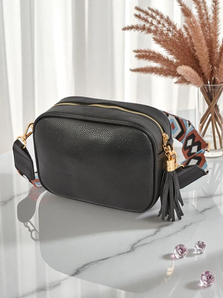 Royalfashion Mała damska torebka z eko skóry z kolorowym paskiem Kovi Lace