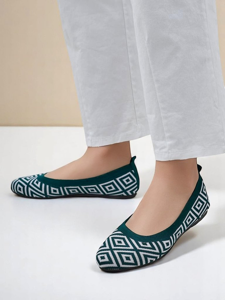 Royalfashion Materiałowe damskie baleriny z geometrycznym printem Metric
