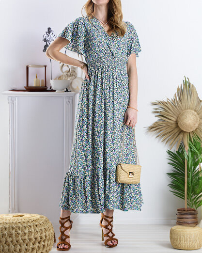 Royalfashion Kwiecista damska sukienka midi