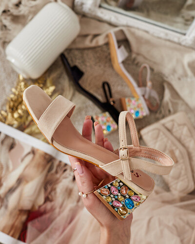 Royalfashion Sandały damskie na słupku z kryształkami Ohvare