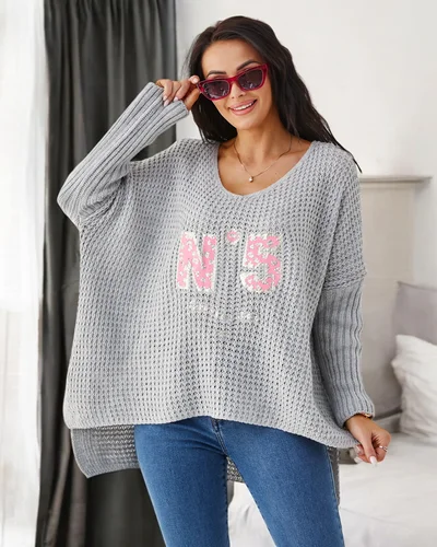 Royalfashion Akrylowy damski sweter dzianinowy z napisami