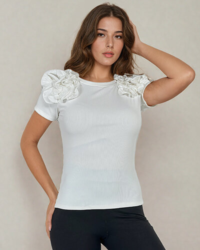 Royalfashion Dopasowana damska prążkowana bluzka