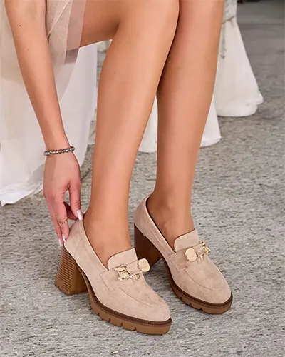 Royalfashion Mokasyny damskie na wysokim słupku Nezii