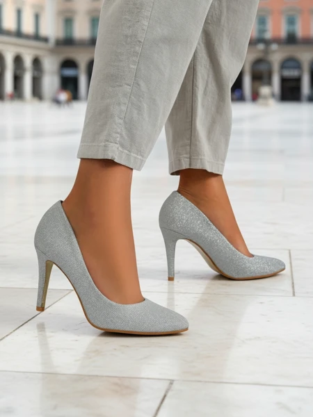 Royalfashion Brokatowe damskie czółenka na szpilce Enen