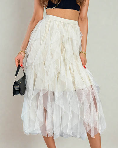 Royalfashion Damska dwuwarstwowa spódnica midi