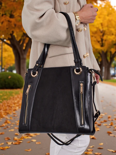 Torebka damska shopper eko skórzana Silent Raven