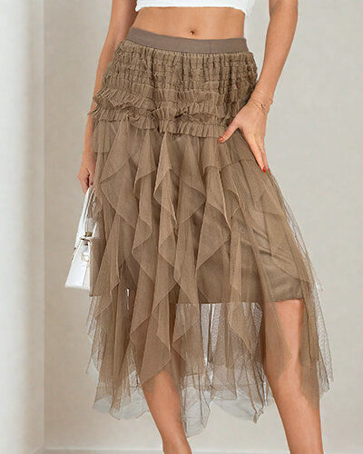 Royalfashion Damska dwuwarstwowa spódnica midi