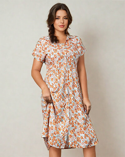 Royalfashion Damska sukienka midi w kwiaty