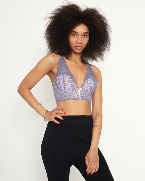 Рожевий жіночий бюстгальтер з фіолетовим мереживом - Нижня білизна