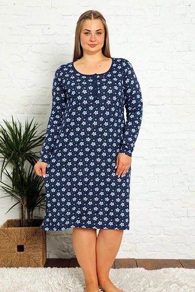 Royalfashion Бавовняна нічна сорочка з квітами PLUS SIZE