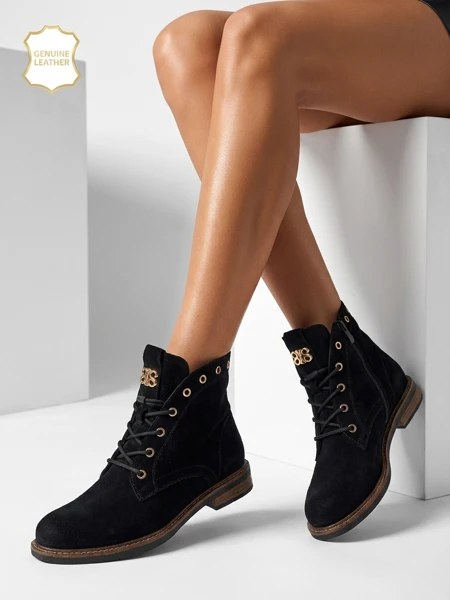 Damskie botki sznurowane ze skóry naturalnej Lunar Pace