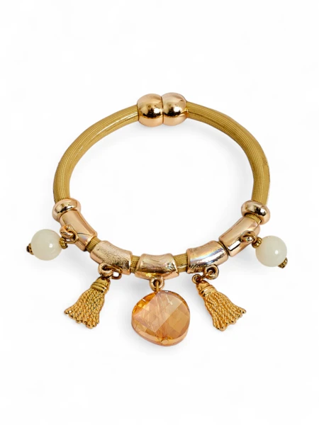 Bransoletka damska z koralikami i brokatem