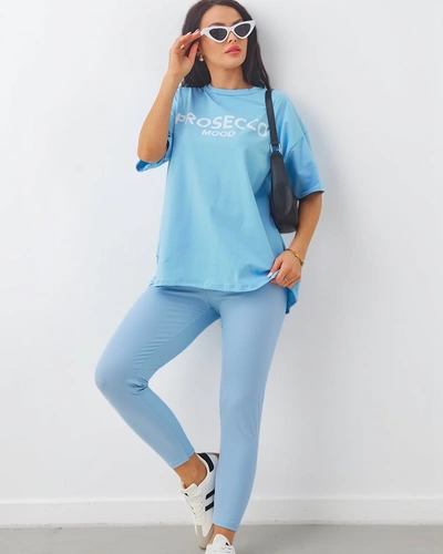 Royalfashion Bawełniany damski komplet z krótkim rękawem i legginsami