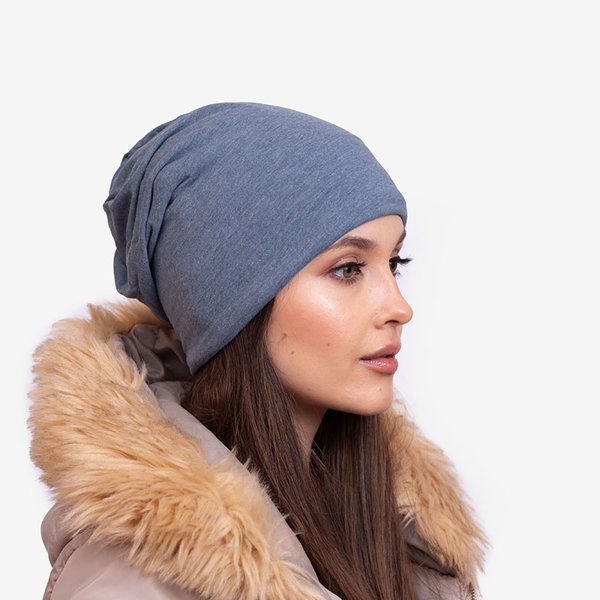 Блакитна жіноча утеплена шапка