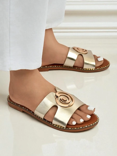 Royalfashion Damskie klapki na płaskiej podeszwie Glam Bliss