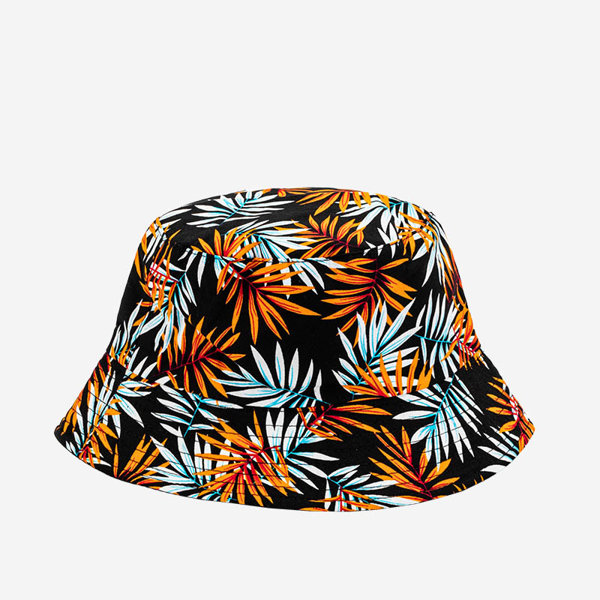 Royalfashion Czarna damska czapka typu bucket hat z hawajskim motywem