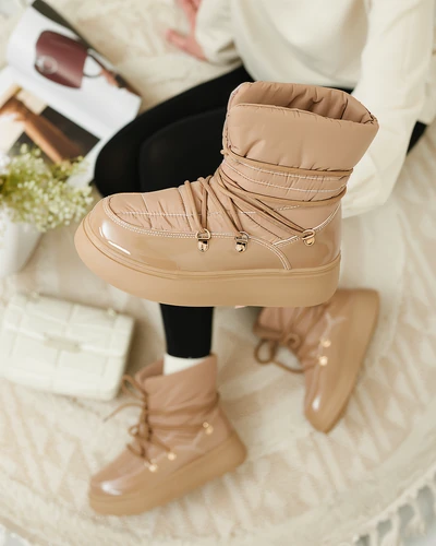 Royalfashion Wsuwane śniegowce damskie w brązowym kolorze Dabenda