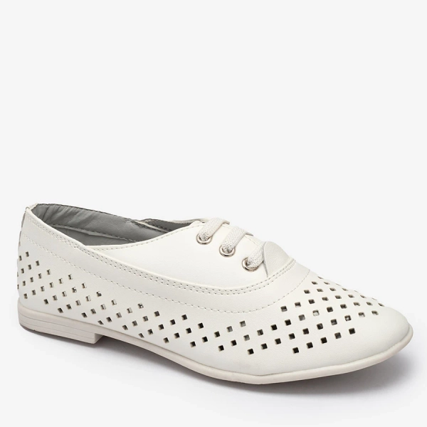 Royalfashion Białe dziecięce mokasyny ażurowe Janno