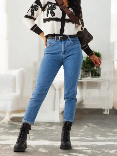 Royalfashion Bawełniane spodnie damskie mom jeans