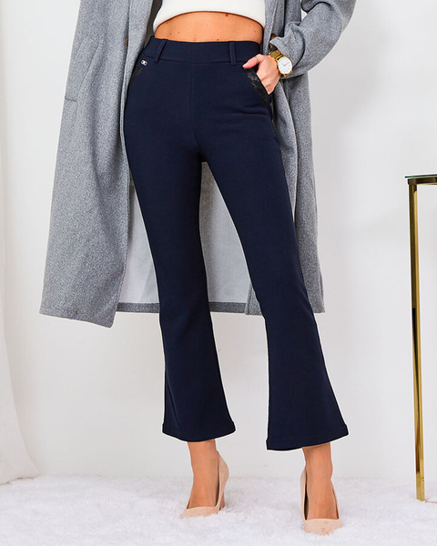 Royalfashion темно-сині жіночі тканинні штани a'la bells