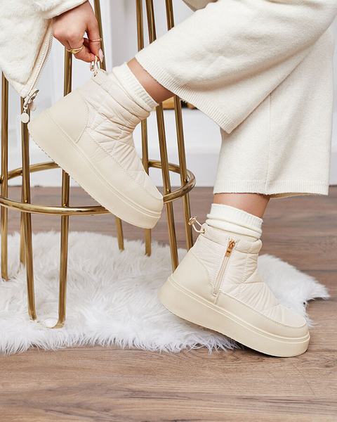 Royalfashion Wsuwane śniegowce damskie w kremowym kolorze Armeda