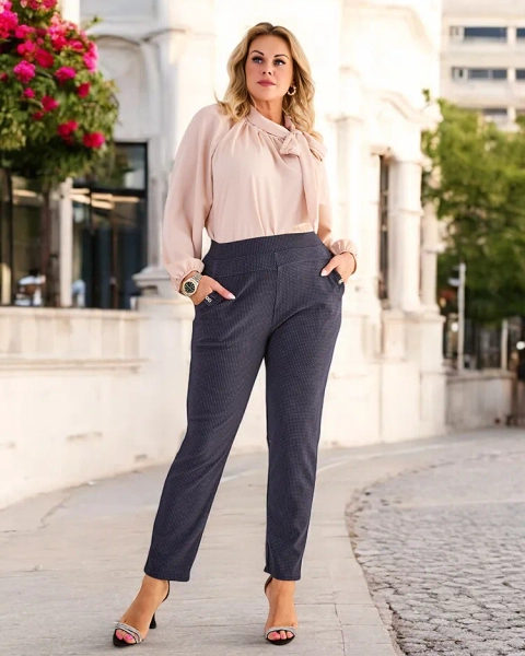 Royalfashion Damskie ocieplane tregginsy w kropki PLUS SIZE