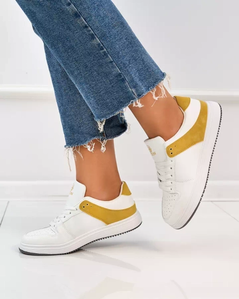 Royalfashion Biało- musztardowe damskie buty sportowe Elevace