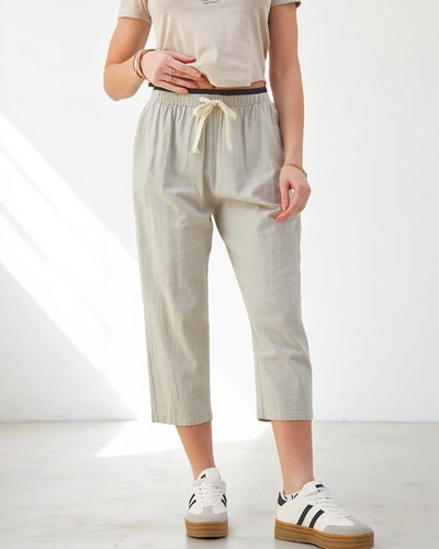 Royalfashion Bawełniane szerokie spodnie damskie z wiązaniem