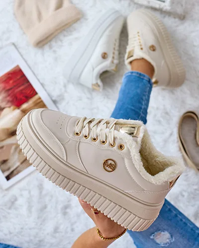 Royalfashion Ocieplane sneakersy damskie z futerkiem Sofi