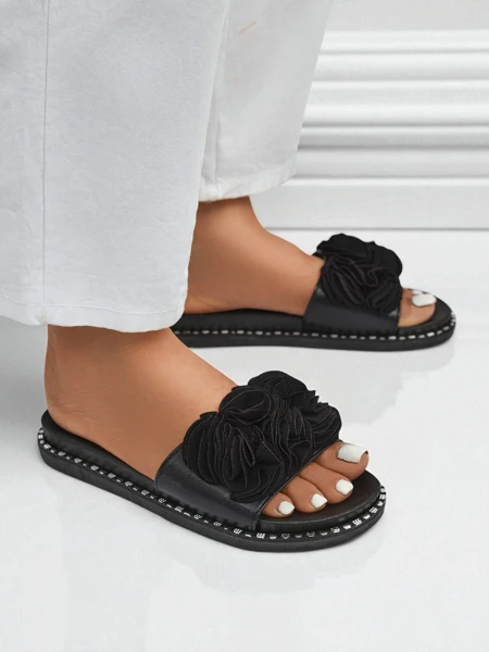 Royalfashion Damskie klapki na płaskiej podeszwie Flora Verde