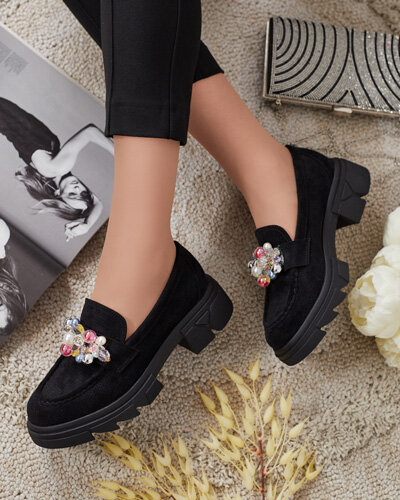 Royalfashion Damskie mokasyny z kolorowymi kryształkami  Glam