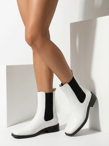 Botki Damskie Astra Białe Skórzane Eleganckie na Jesień