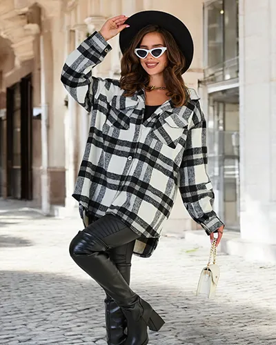 Royalfashion Bawełniany damski płaszcz typu koszula