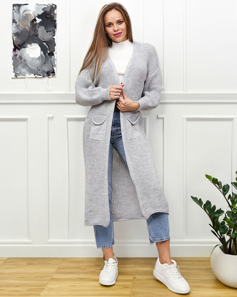 Royalfashion Szary damski sweter narzutka