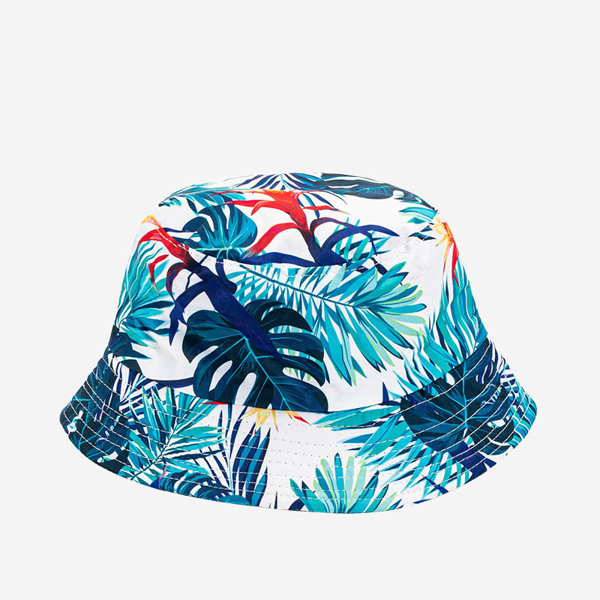 Royalfashion Niebieska damska czapka typu bucket hat z hawajskim motywem