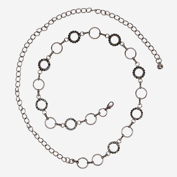 Royalfashion Czarny damski metalowy pasek