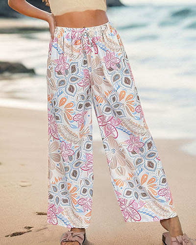 Royalfashion Wzorzyste szerokie spodnie damskie