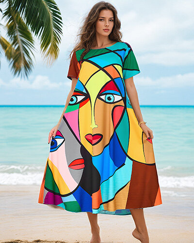 Royalfashion Wzorzysta damska sukienka z printem