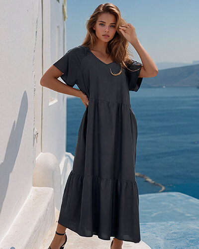 Royalfashion Damska prosta sukienka midi