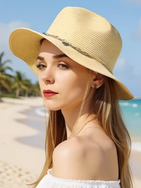 Royalfashion Damski kapelusz słomiany Golden Halo