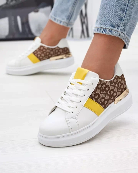 Royalfashion Biało- brązowe buty sportowe damskie Mlysio