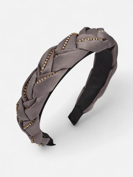 Royalfashion Opaska do włosów z pleceniem w warkocz zdobiona cyrkoniami