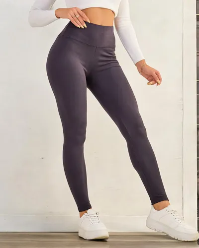 Royalfashion Bawełniane damskie prążkowane legginsy
