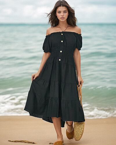 Royalfashion Damska sukienka do kolana a'la hiszpanka