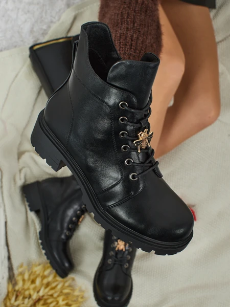 Eko skórzane sznurowane botki damskie Veltih