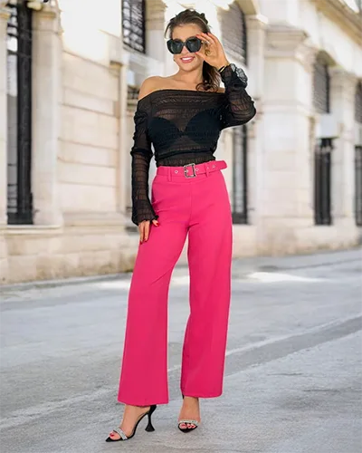 Royalfashion Жіночі широкі штани з тканини