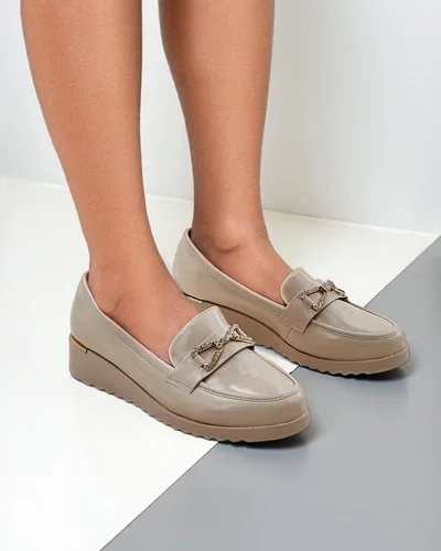 Royalfashion Mokasyny damskie na niskim koturnie Leffo