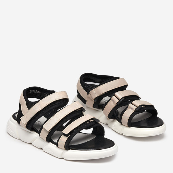 Royalfashion Dziewczęce sandałki zapinane na rzepy w kolorze beżowym Mumin