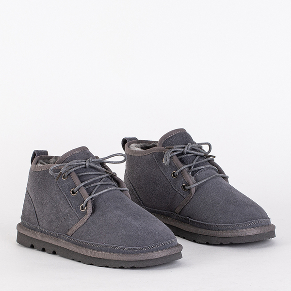 Royalfashion Szare dziecięce krótkie sznurowane śniegowce Tibilis