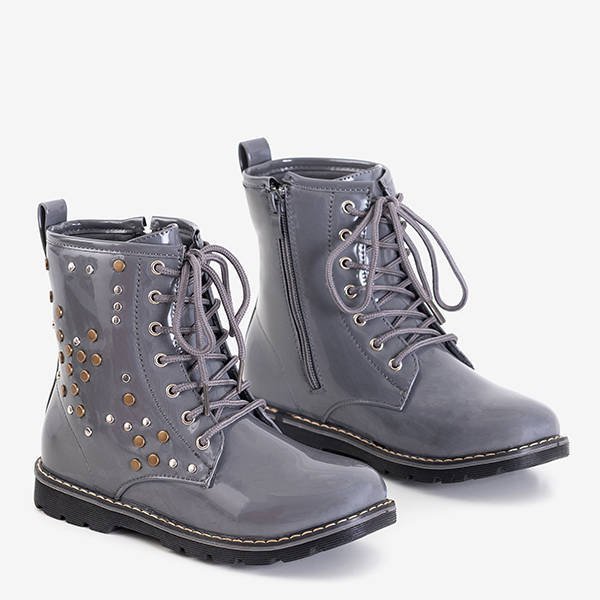 Cірі дитячі лаковані черевики Isibeal - Взуття